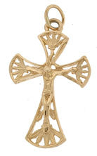 14K Yellow Gold Filigree Crucifix with Rounded Edges SKU: 52183