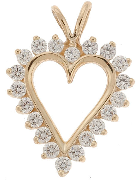 14K Yellow Gold Diamond Heart Pendant (.50 CTW) SKU: 55523