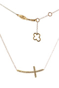 14K Yellow Gold Curved Sideways Cross - M.S.C. Sales