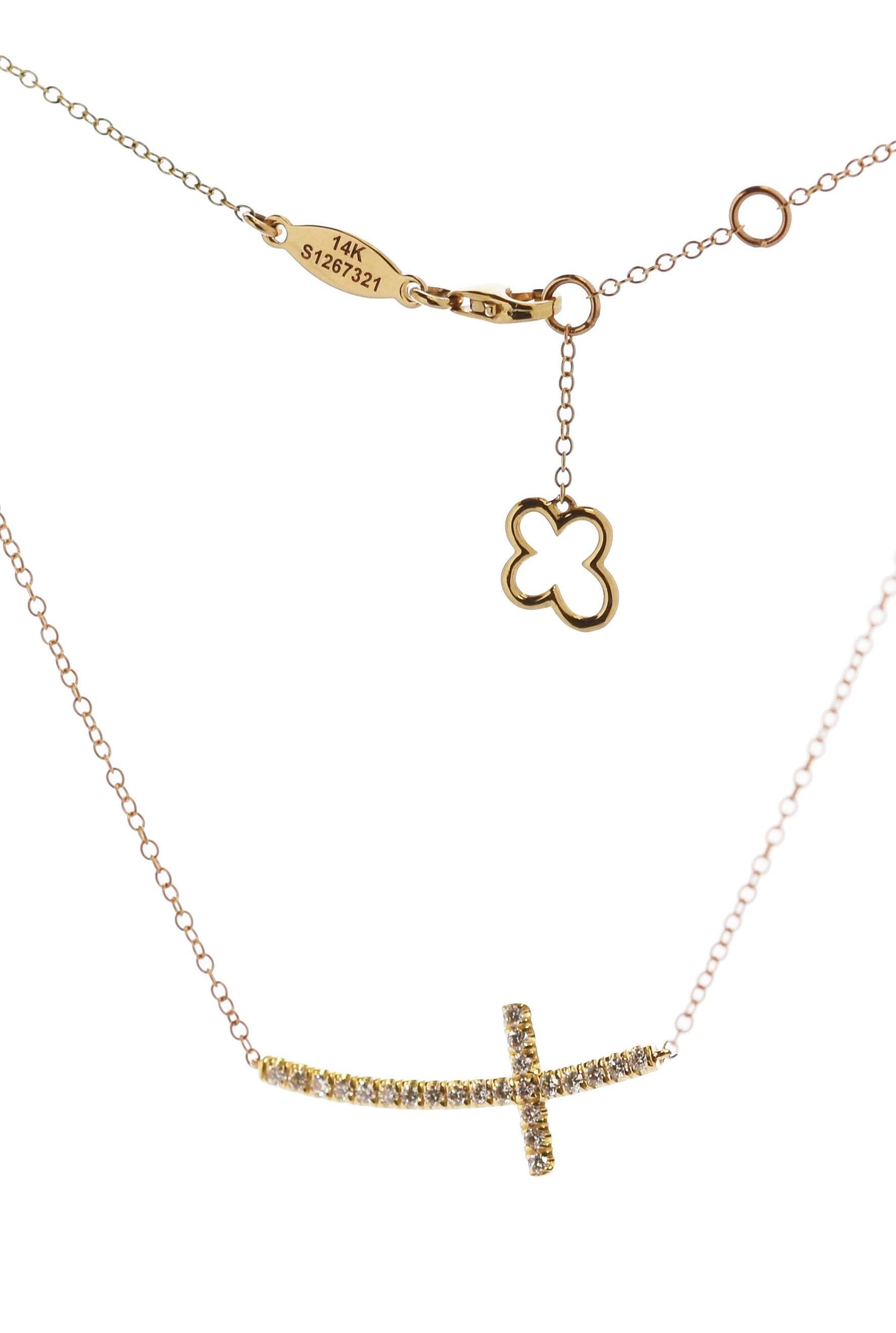 14K Yellow Gold Curved Sideways Cross - M.S.C. Sales