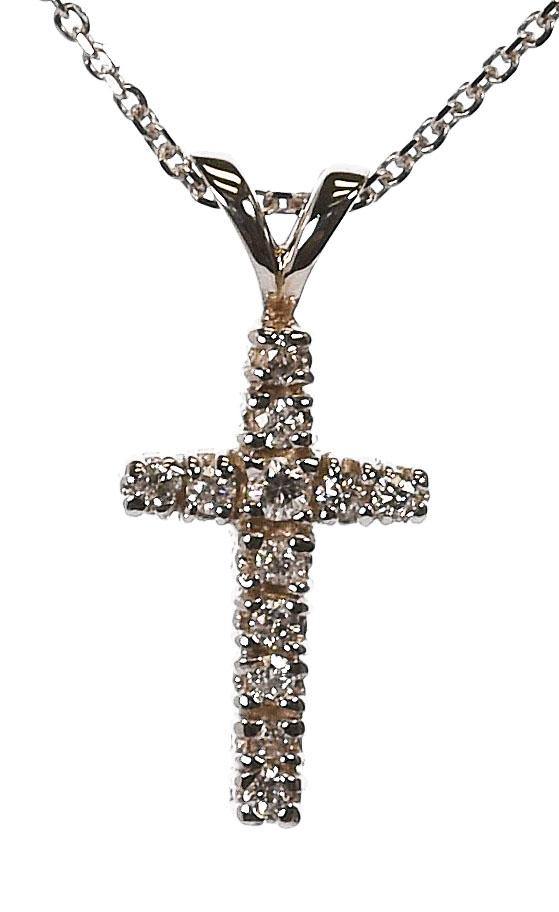 14KYG Prong Set Diamond Cross - M.S.C. Sales