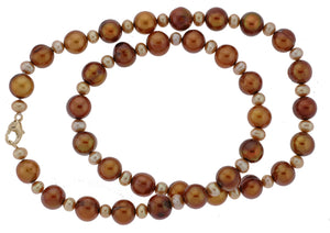 18" Chocolate and Champagne Potato Pearl Shaped Necklace w/Bracelet (SKU: 190811)