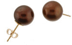 9.5-10mm Chocolate Freshwater Pearl Stud Earrings (SKU: 190537)