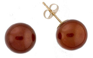 10.5-11.0mm Chocolate Freshwater Pearl Earring Studs (SKU: 190529)