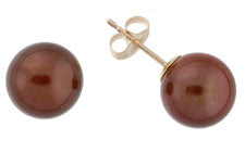 8.5-9.0mm Chocolate Freshwater Pearl Stud Earrings (SKU: 190519)