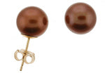 9.0-9.5mm Chocolate Freshwater Pearl Stud Earrings (SKU: 190615)