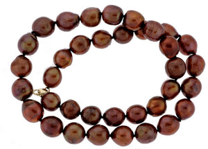 18" Chocolate Nucleated Pearl Shaped Necklace (SKU: 190870)