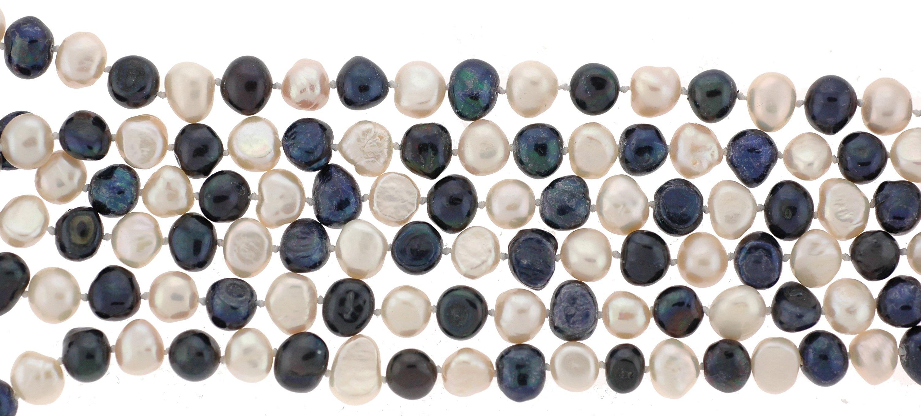 64" Endless Black & White Baroque Freshwater Pearl Necklace - M.S.C. Sales